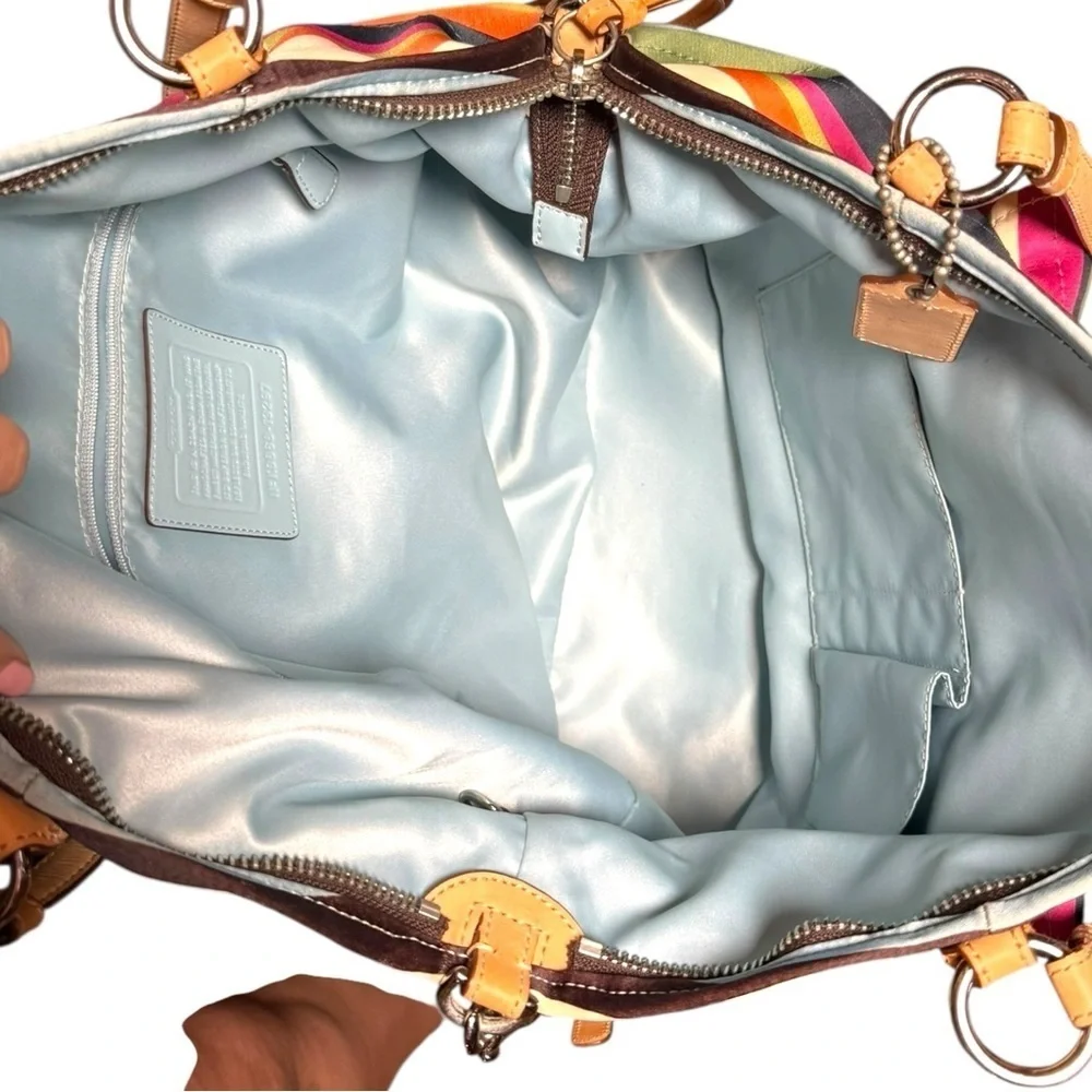 Rare Coach Legacy Stripe Leah Large Tote Purse & Matching Wristlet
